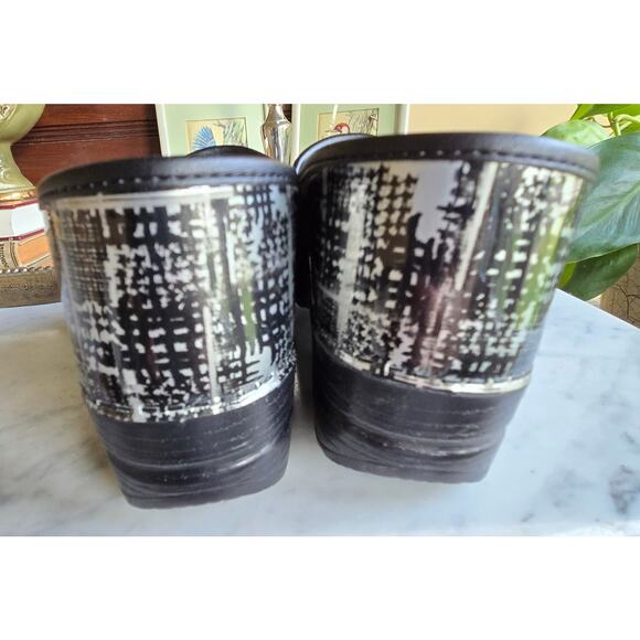 Dansko 38 Professional Nurse Non Slip Black Silver Clog Shoes Block Print Patent - Picture 3 of 6